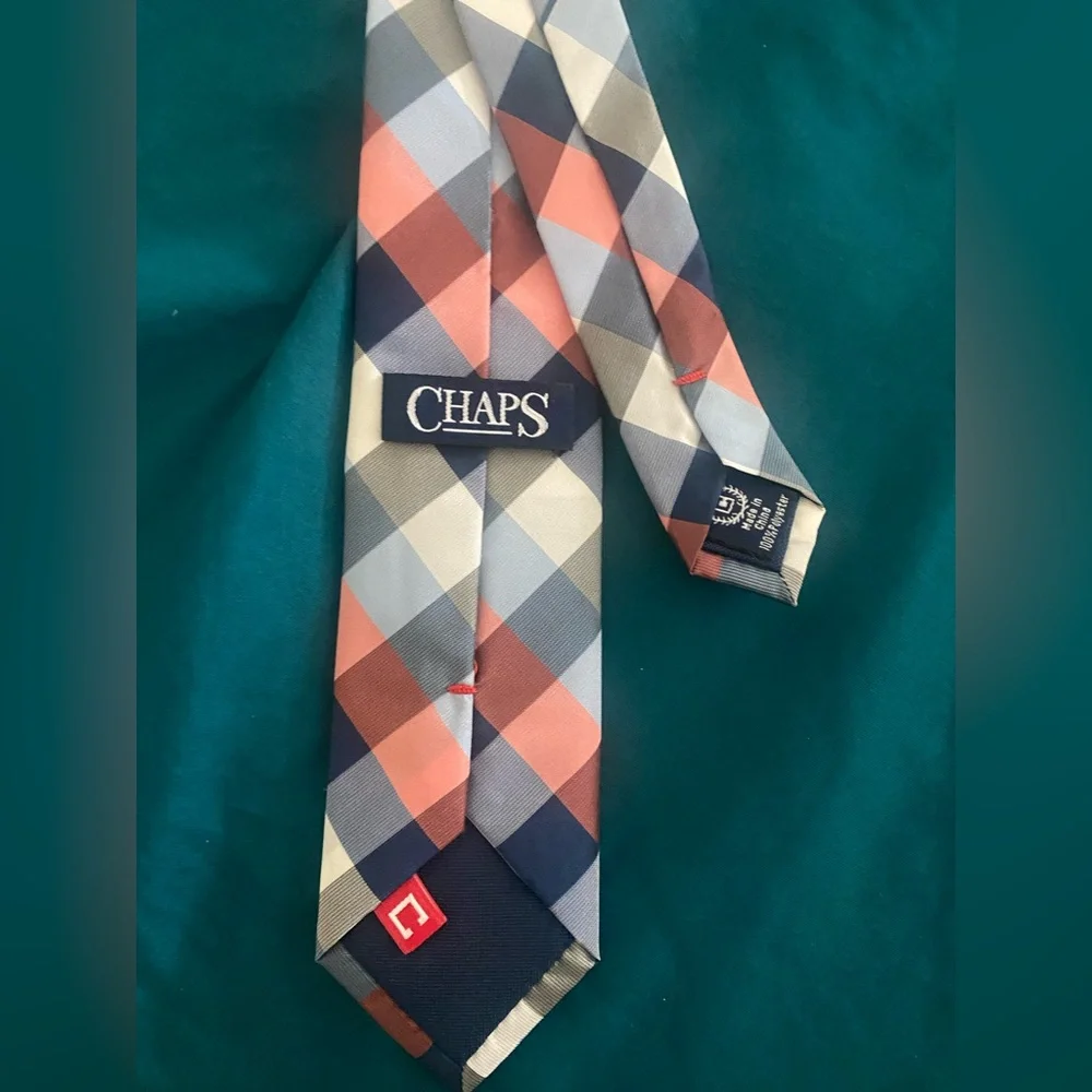 Chaps-Boys Gingham Clip-On Tie, Red/White/Blue, One Size EUC
